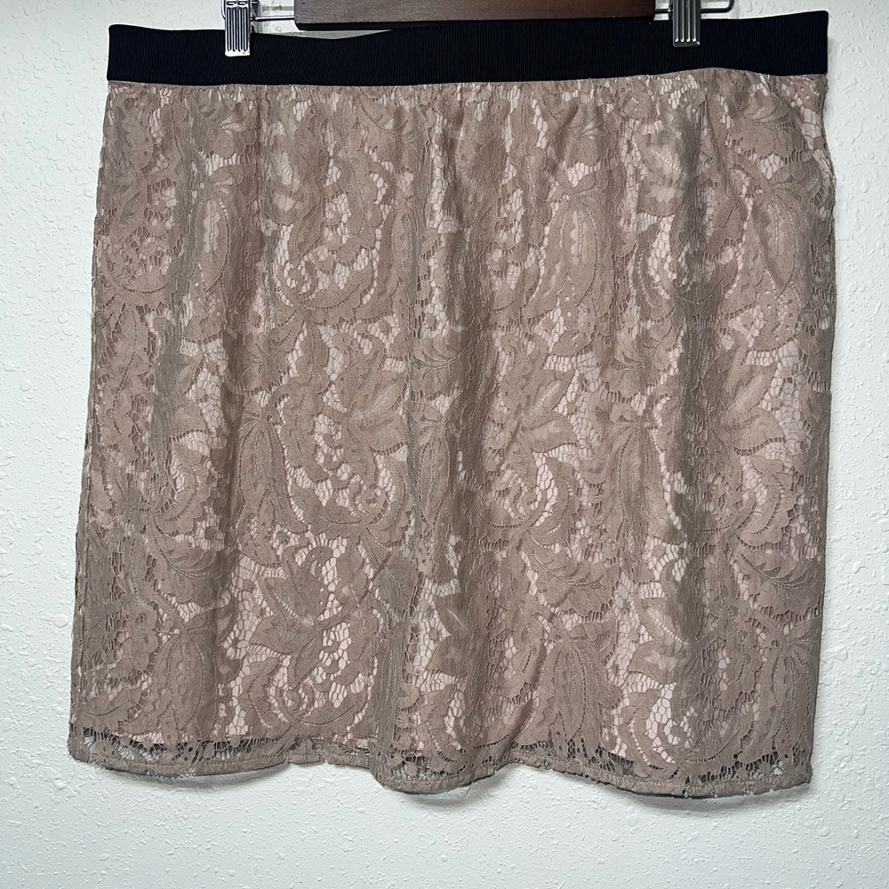 LOFT Lace Mini Skirt in Black‎ and Pink